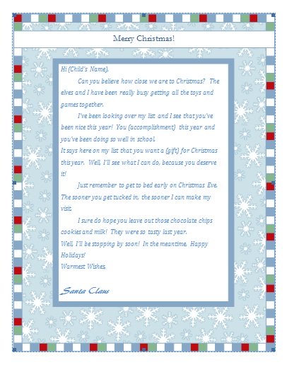 Printable Letter From Santa