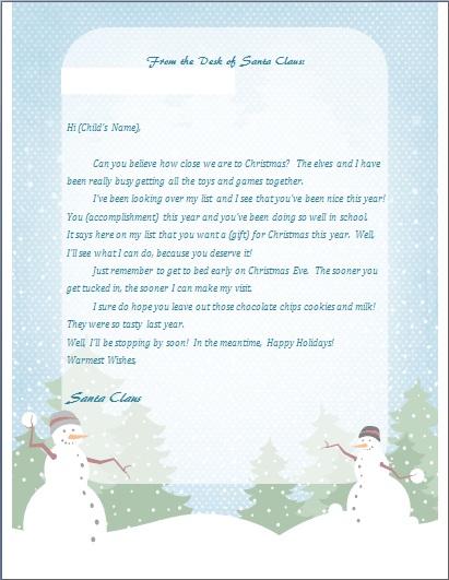 Santa Christmas letter
