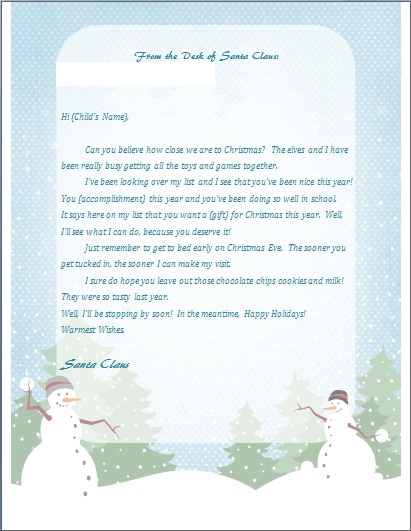 Printable Letter From Santa